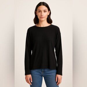 F&F Ribbed Long Sleeve Black Top – Size S